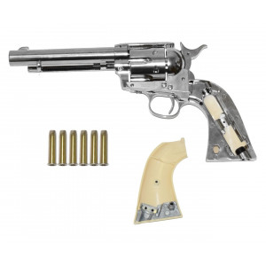 Пневматический револьвер Umarex Colt SAA 45 PELLET nickel, кал. 4,5мм